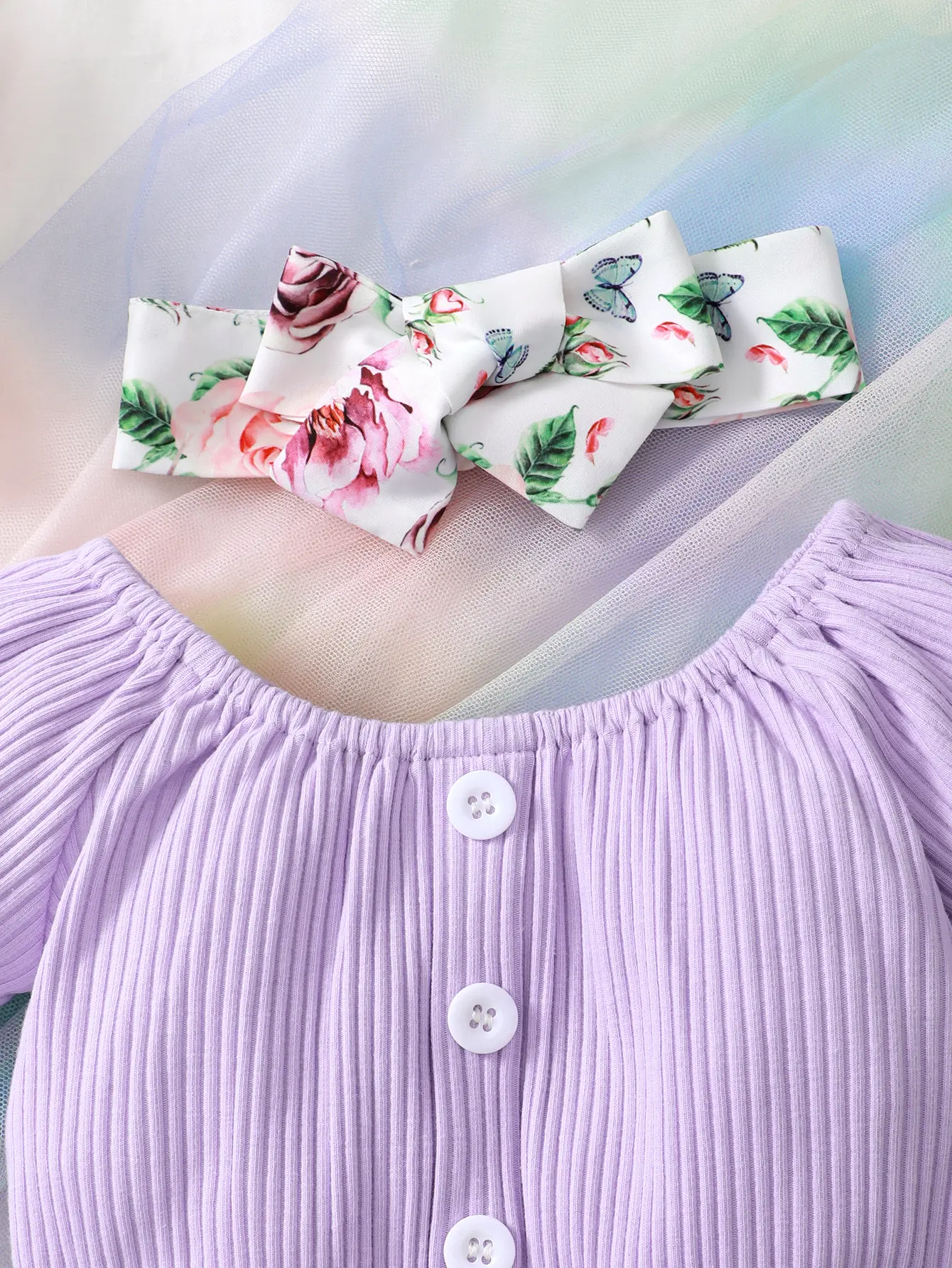 0-2 Year Old Newborn Girl Summer Casual Three Piece Set With Headband Top And Printed Shorts Set