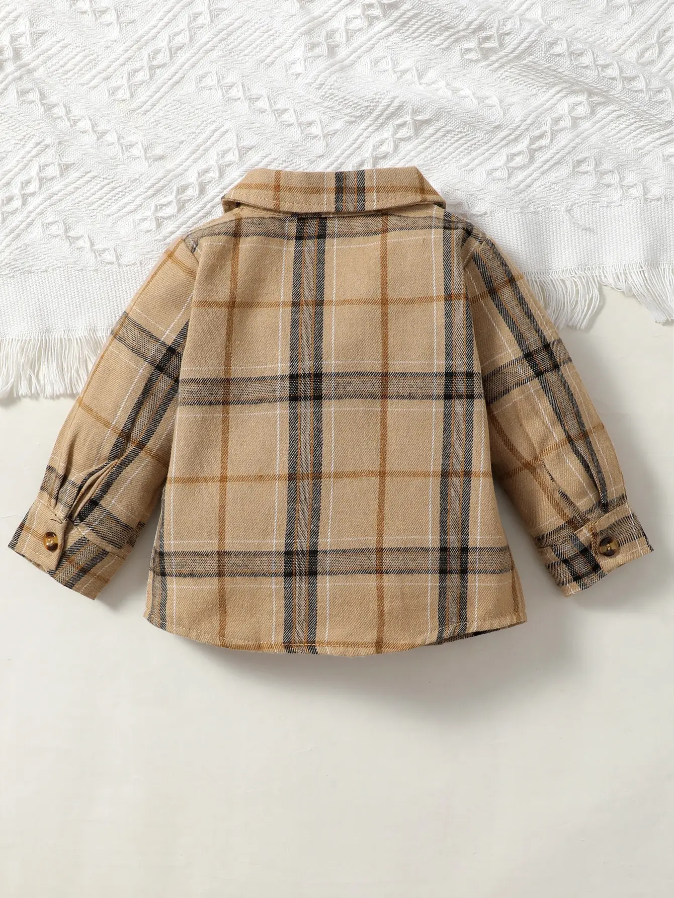 New Baby Boy Long Sleeved Checkered Real Pocket Simple Casual Daily Top