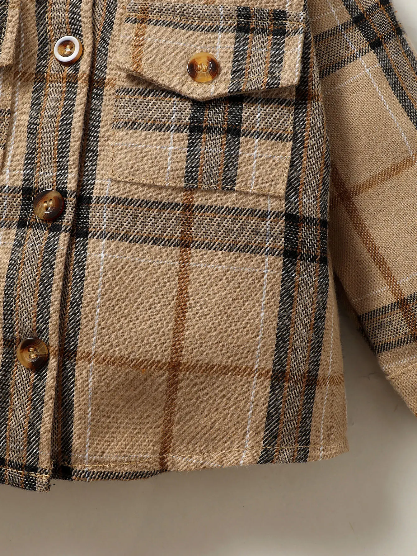 New Baby Boy Long Sleeved Checkered Real Pocket Simple Casual Daily Top