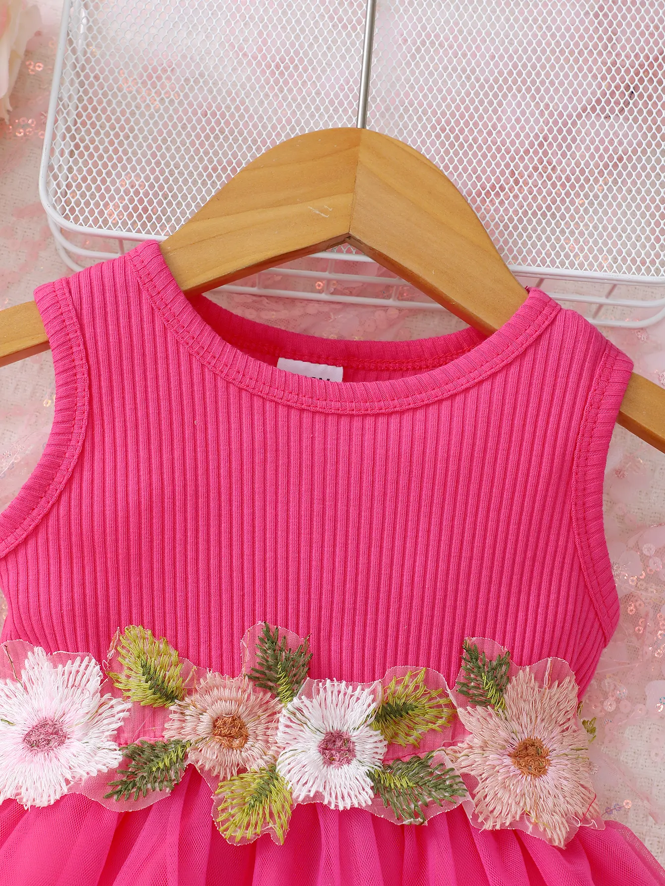 New Newborn Baby Girl Summer Solid Color Garden Collar Sleeveless Mesh Lace Casual Daily Dress