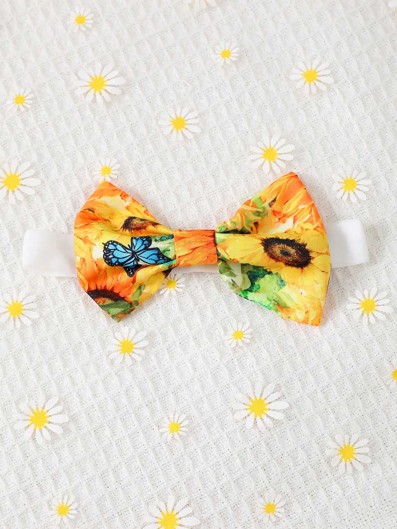 Baby girl summer fashion vacation romantic sunflower flower lace suspender big bow dress