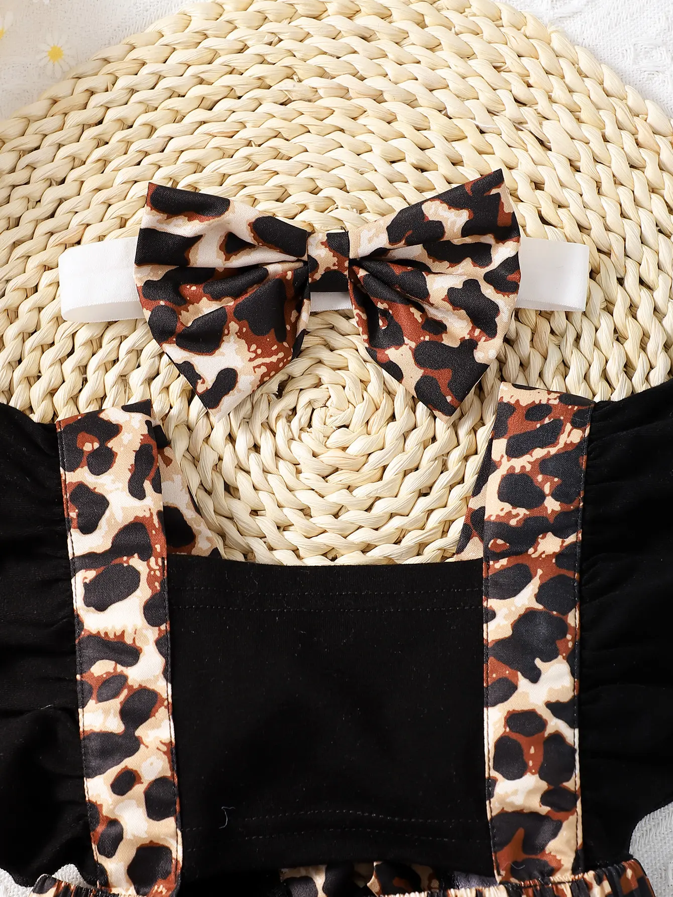 Newborns Summer Cotton Sleeveless Digital Printing Bow Decoration Casual Daily Wear Bow Hair Loop Baby Clothing