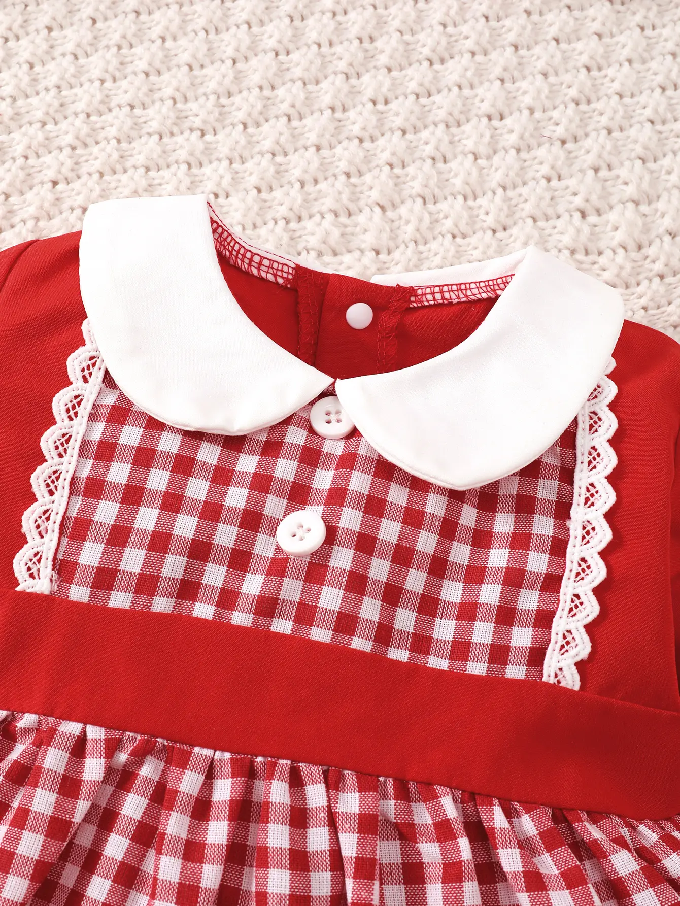 Baby Girl Spring And Autumn Cute, Elegant, Sweet Lace Splicing Grid Puff Dress And Cloak Coat