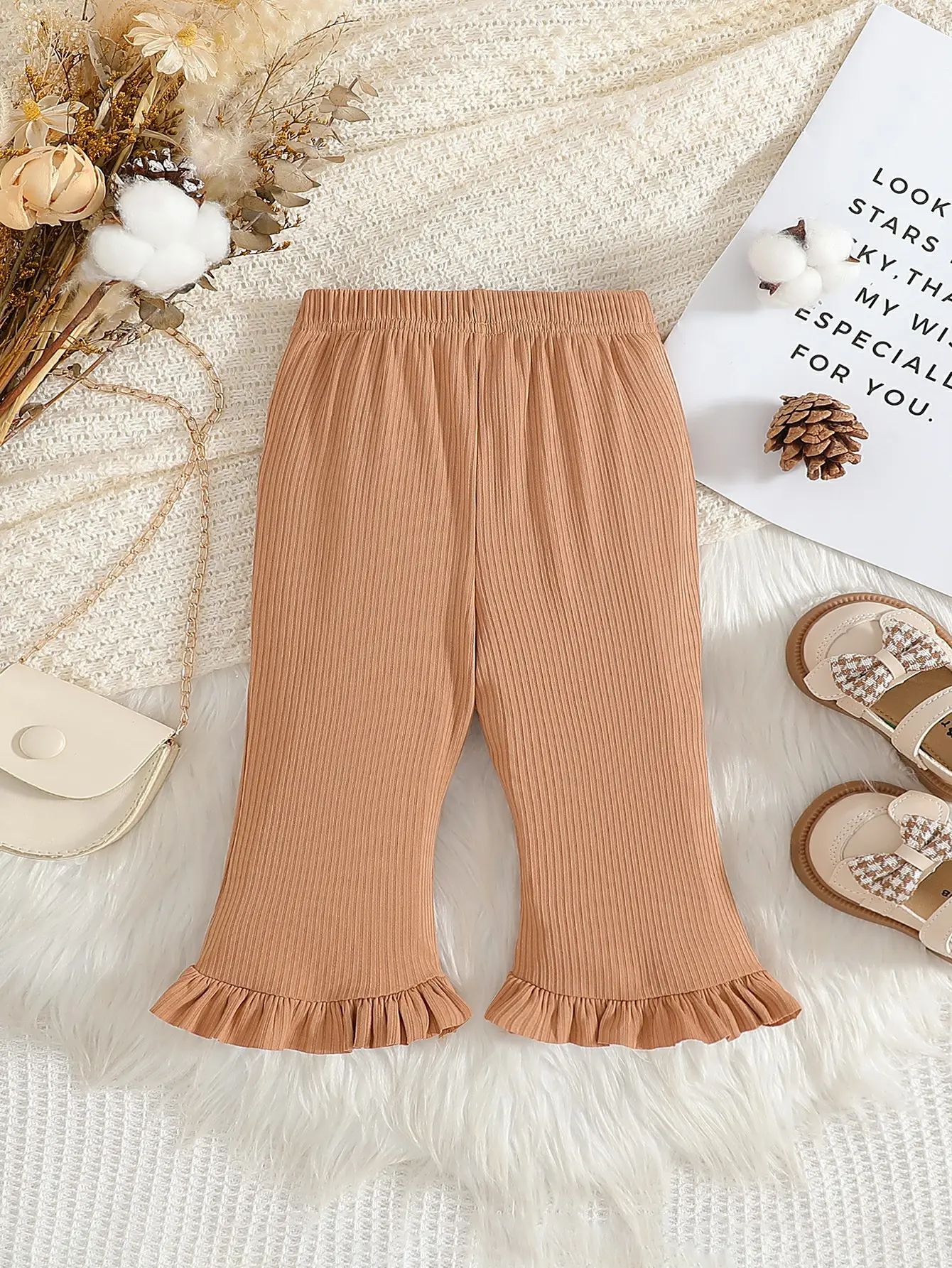 Girl's Spring and Autumn Outing Home Pit Bar Lotus Leaf Edge Horn Pants