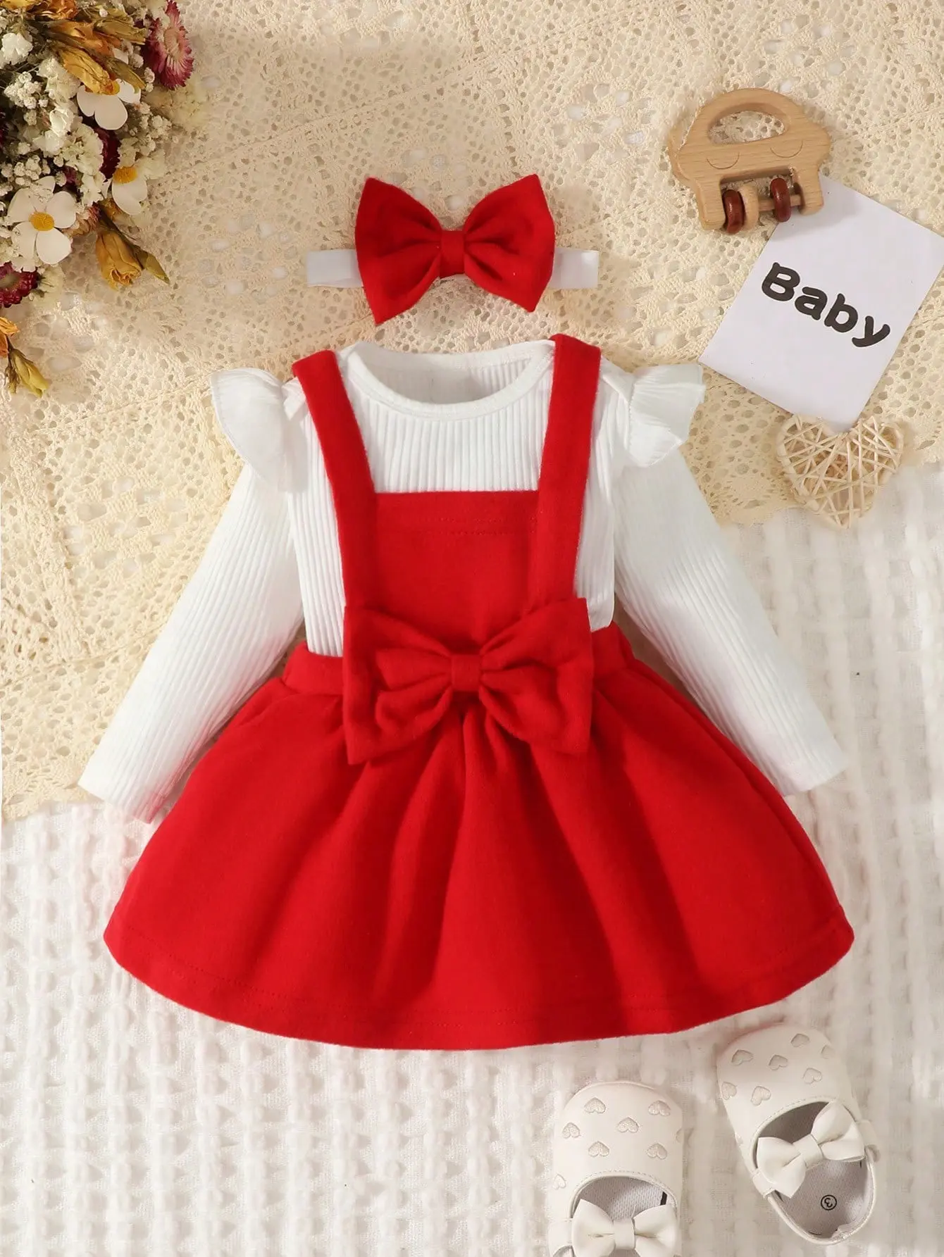 New Autumn And Winter Solid Color Ha Yi Small Bow Dress Headband Three Piece Set, Suitable For Daily Outings
