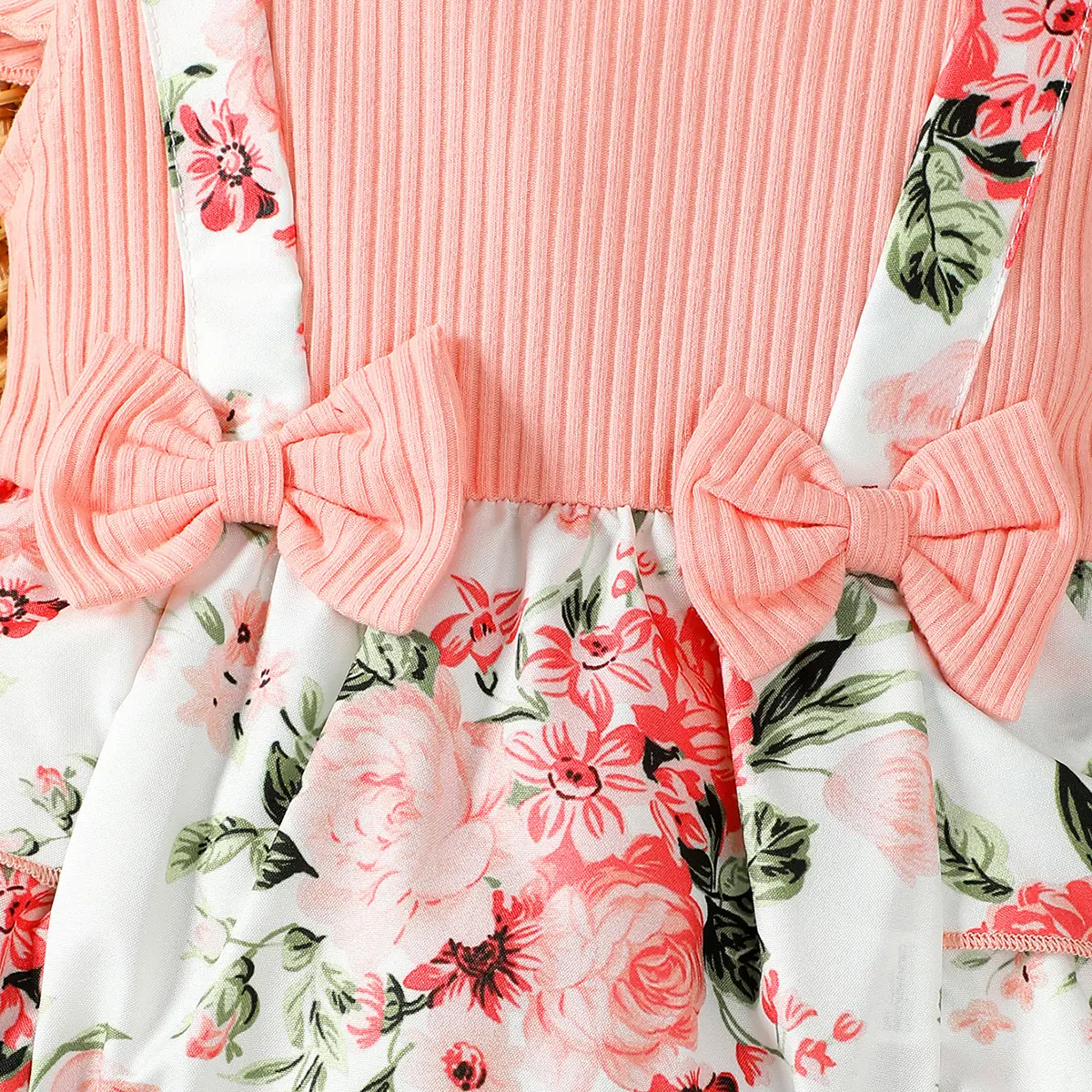 0-2 Year Old Baby Girl Bow Summer Cotton Digital Print, Sleeveless Round Neck,Casual Daily Baby Wear