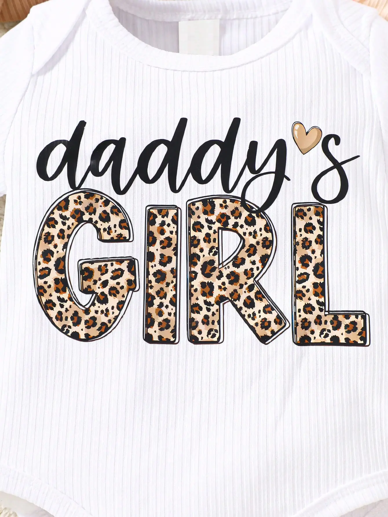 Newborn baby girl summer cartoon printed letter pattern short sleeved shirt white apricot brown three piece set
