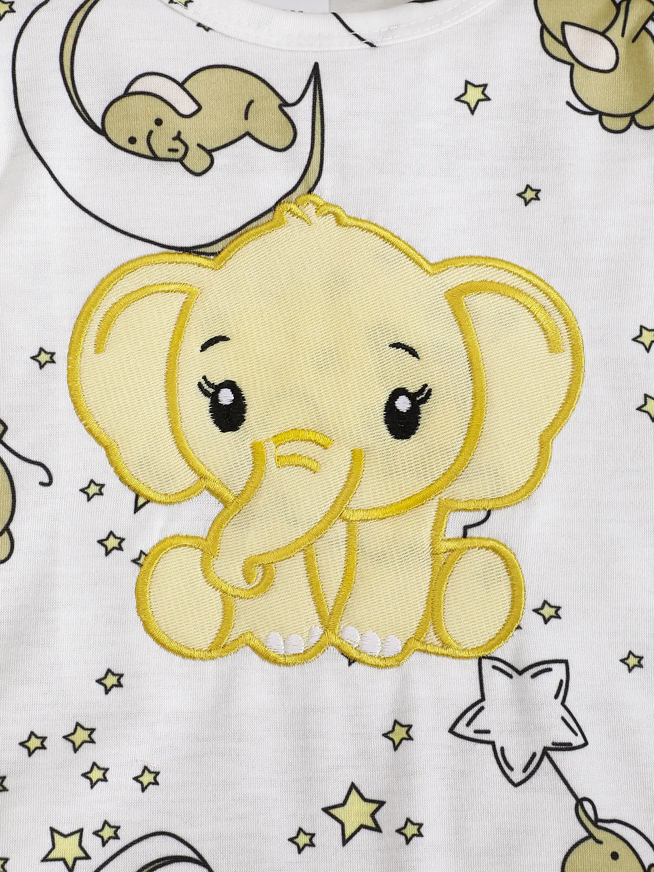 Newborn baby cute spring and autumn thin imitation cotton home cartoon elephant embroidery pattern envelope collar long sleeved