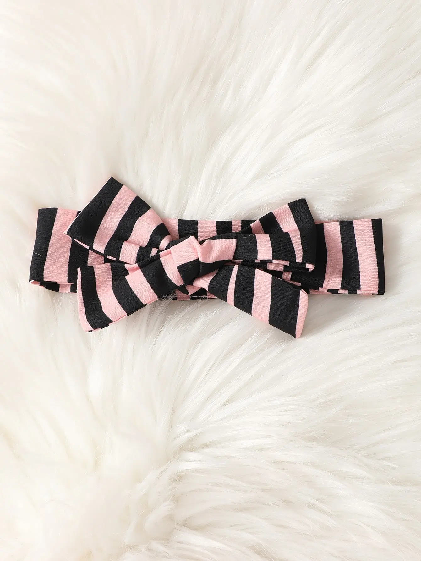 Baby Girl Letter Graphic Ruffle Trim Bodysuit & Striped Paperbag Waist Bow Pants With Headband Suit