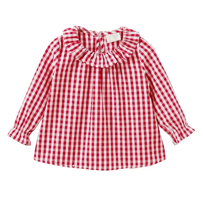 Baby Girl Clothes  Plaid  Cotton Long Sleeve Shirts Doll Collar Princess Shirt Children's Clothing Toddler Casual Tops
