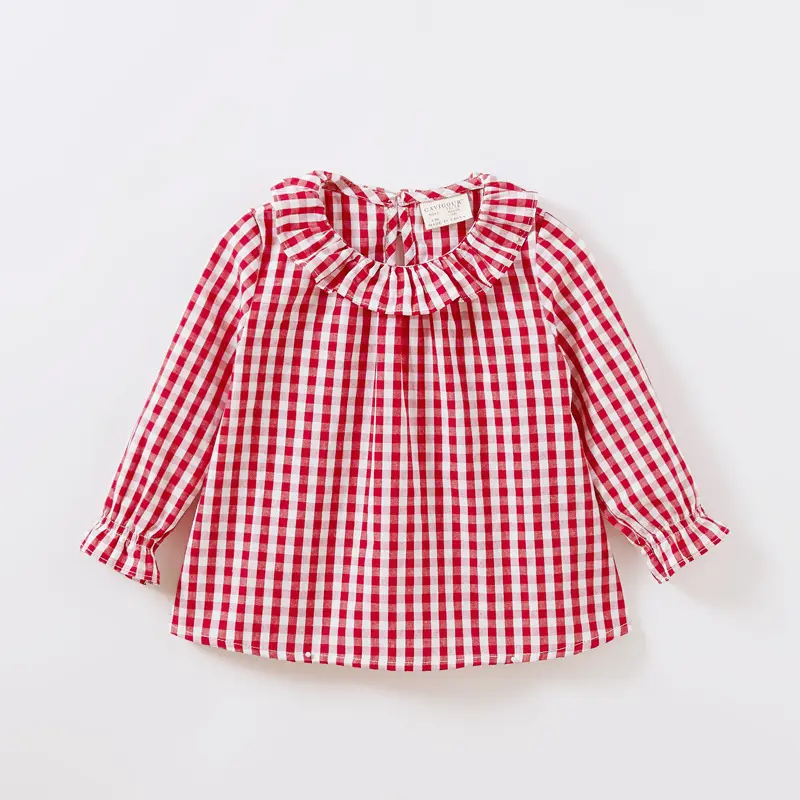 Baby Girl Clothes  Plaid  Cotton Long Sleeve Shirts Doll Collar Princess Shirt Children's Clothing Toddler Casual Tops
