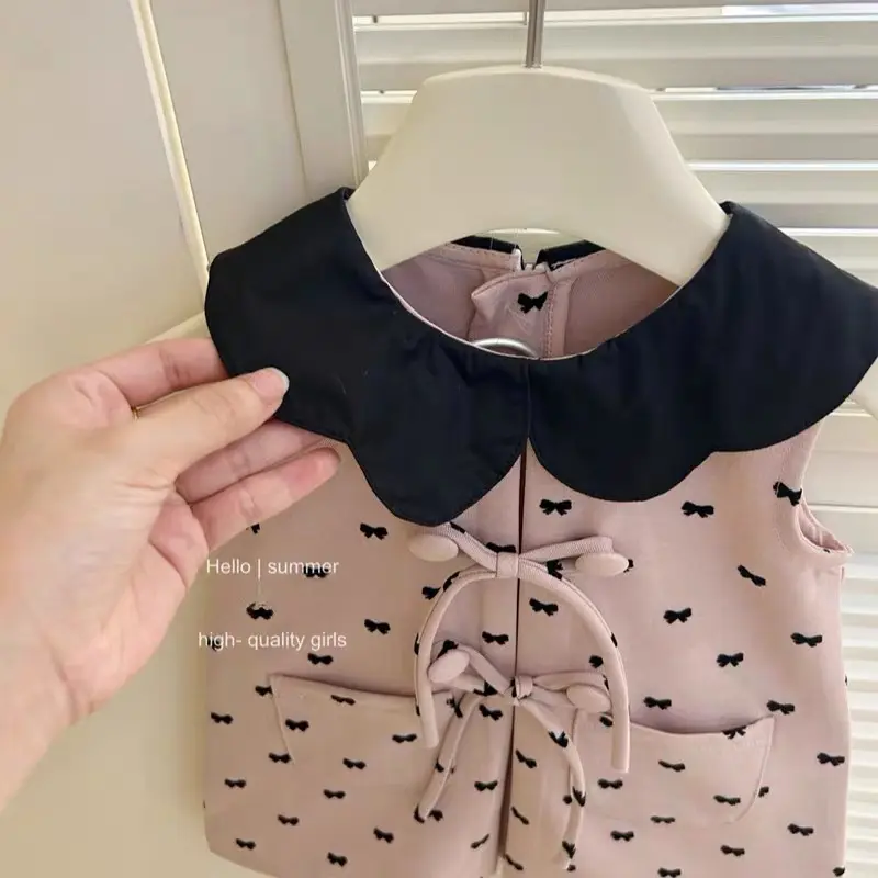 Girl's Doll Sweet Loose Cotton Dress Tank Top Children Infants Kids Baby Summer Bow Sleeveless Dress
