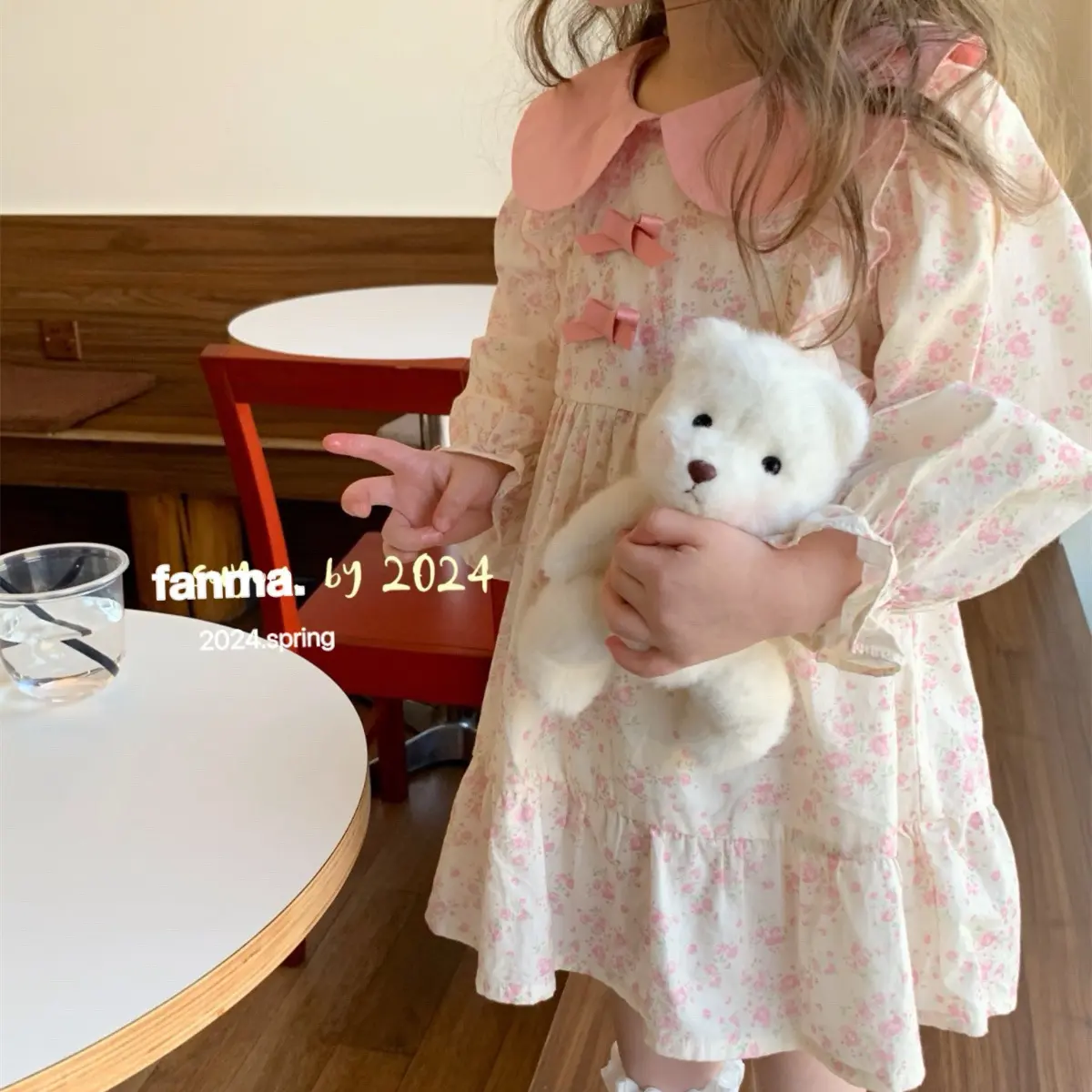 Girl's Sweet Bow Dress Spring Autumn Children Baby Kids Infants Floral Temperament Children's Princess Dress