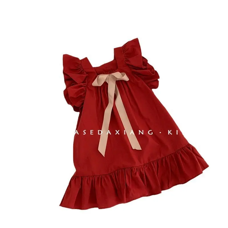 Summer Princess Dress for Girls Bow Detail Baby Kids Children's Clothing Soft Fabric Lightweight Design for Little Girls