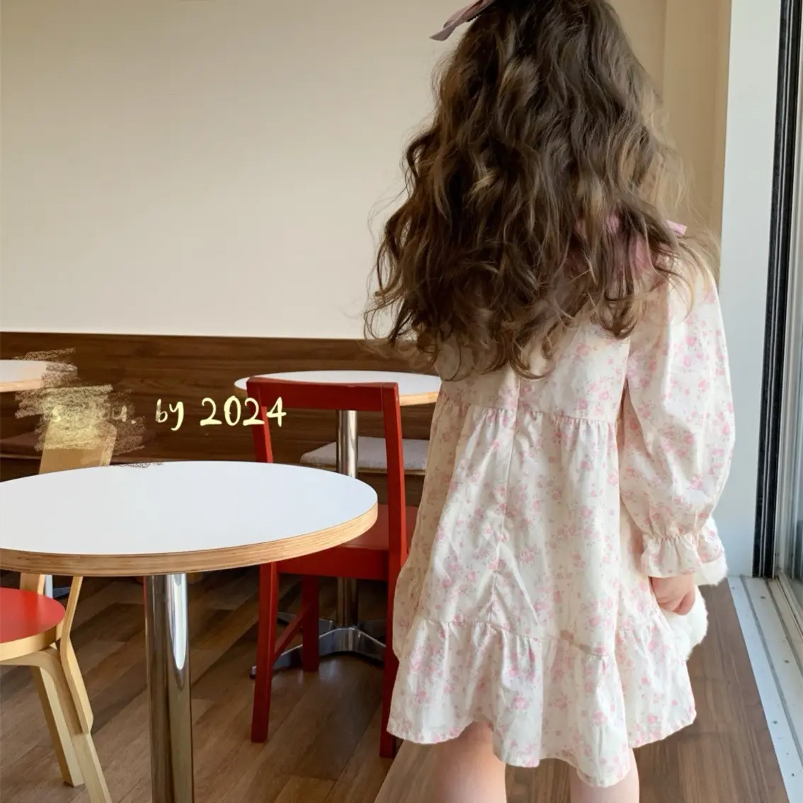Girl's Sweet Bow Dress Spring Autumn Children Baby Kids Infants Floral Temperament Children's Princess Dress