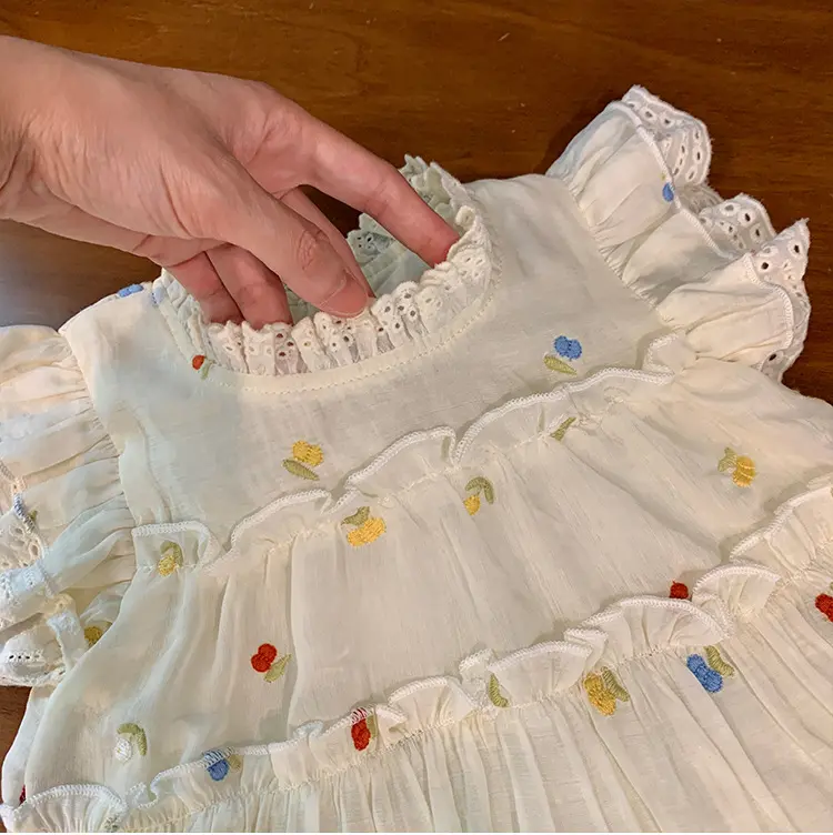 Princess 2Pcs Set for Girls Summer Children Infants Kids Baby Embroidery Flower Suit Cute Baby Outfit