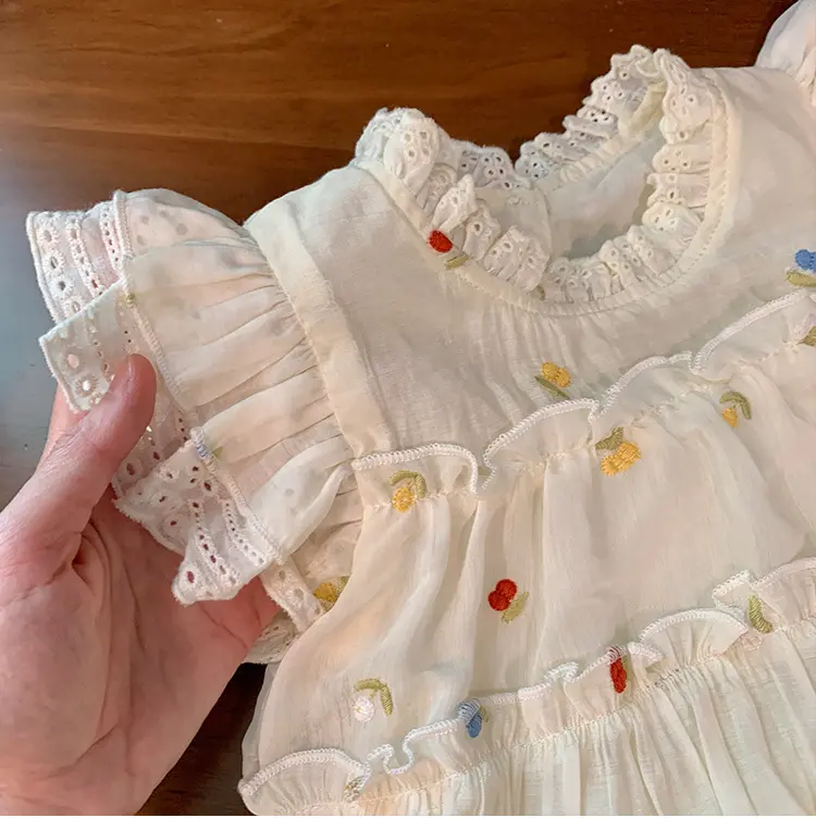 Princess 2Pcs Set for Girls Summer Children Infants Kids Baby Embroidery Flower Suit Cute Baby Outfit