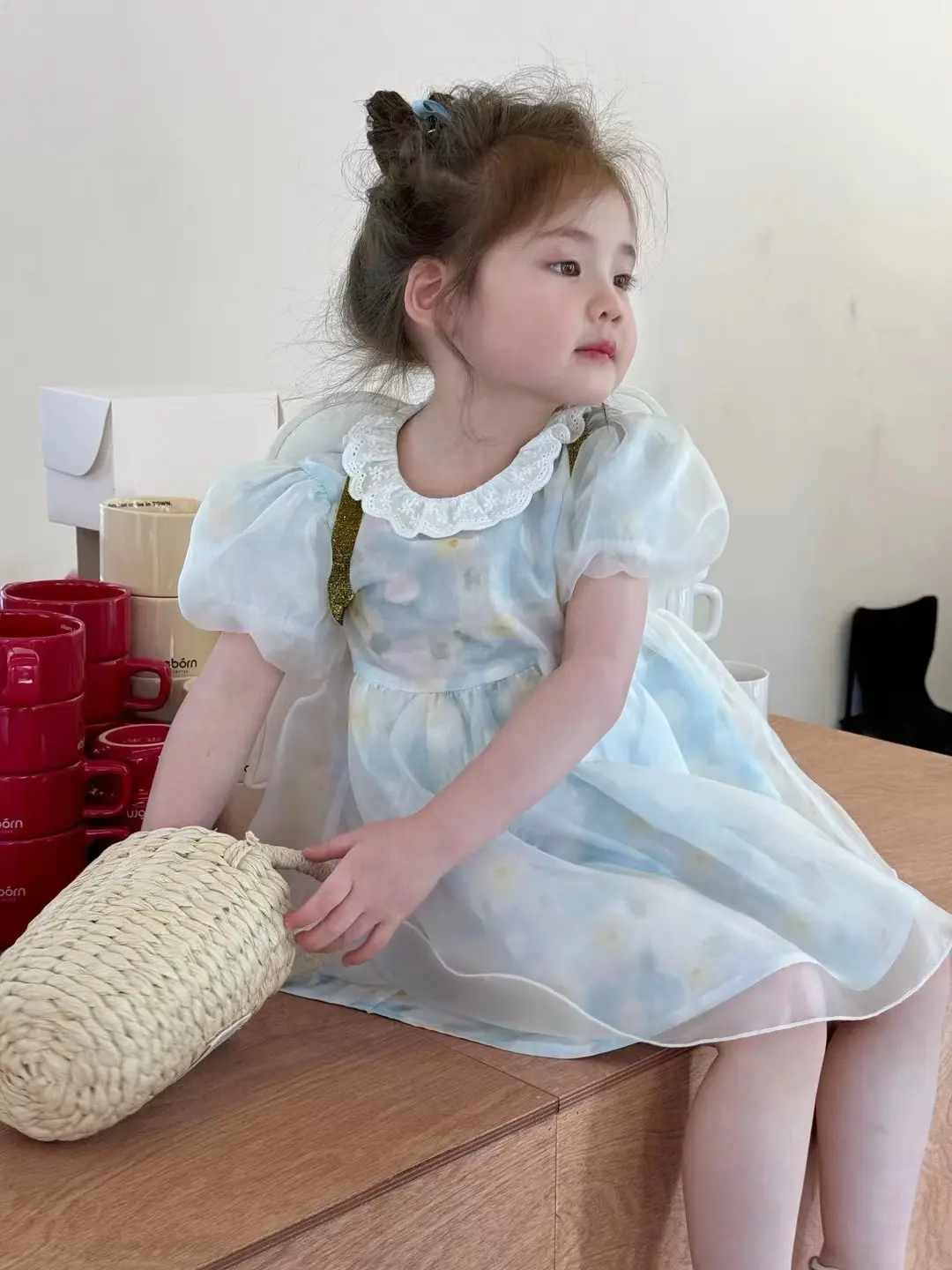 Gir's Sweet Dress Summer Children Infants Kids Baby Mesh Flower Dress