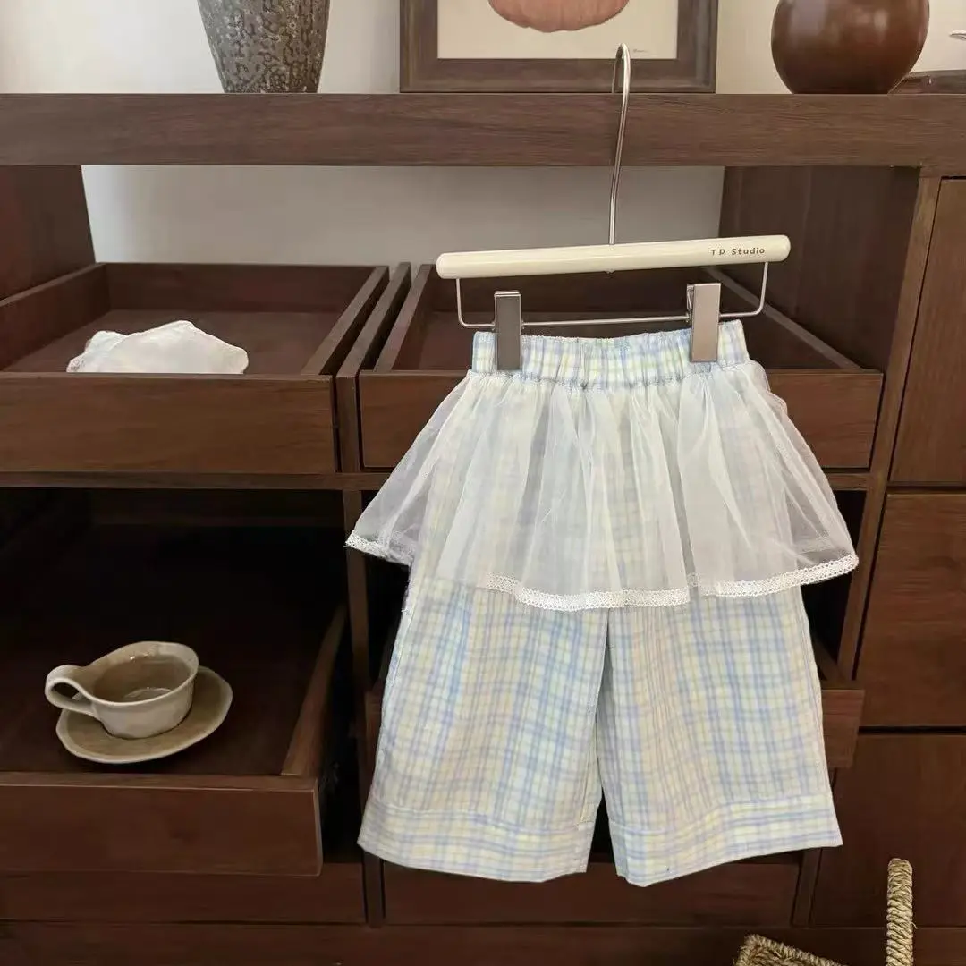 Summer Blue Plaid Two-Piece Suit Cute Chic Halter Top Plaid Pants Set - Casual Outfit Combo for Women