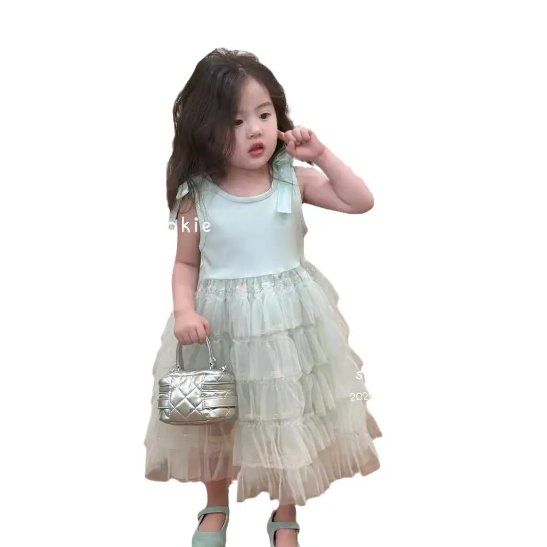 Girl's Sweet Dress Children Infants Kids Baby Summer Sweet Princess Dress Mesh Cake Sleeveless Dress