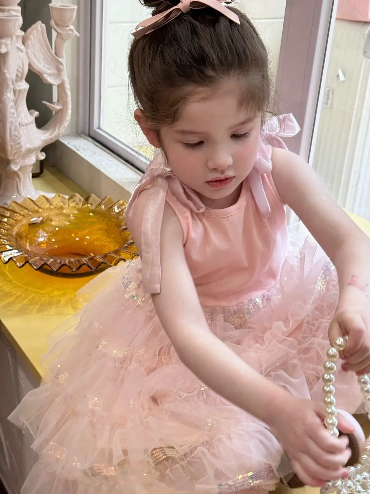 Girl's Sweet Dress Children Infants Kids Baby Summer Sweet Princess Dress Mesh Cake Sleeveless Dress
