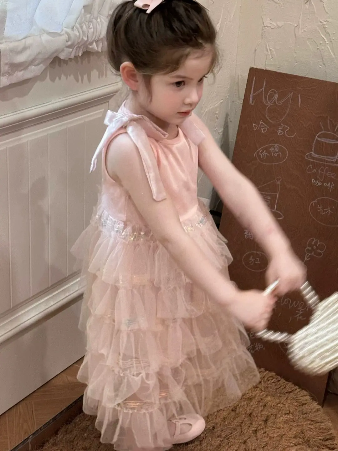 Girl's Sweet Dress Children Infants Kids Baby Summer Sweet Princess Dress Mesh Cake Sleeveless Dress