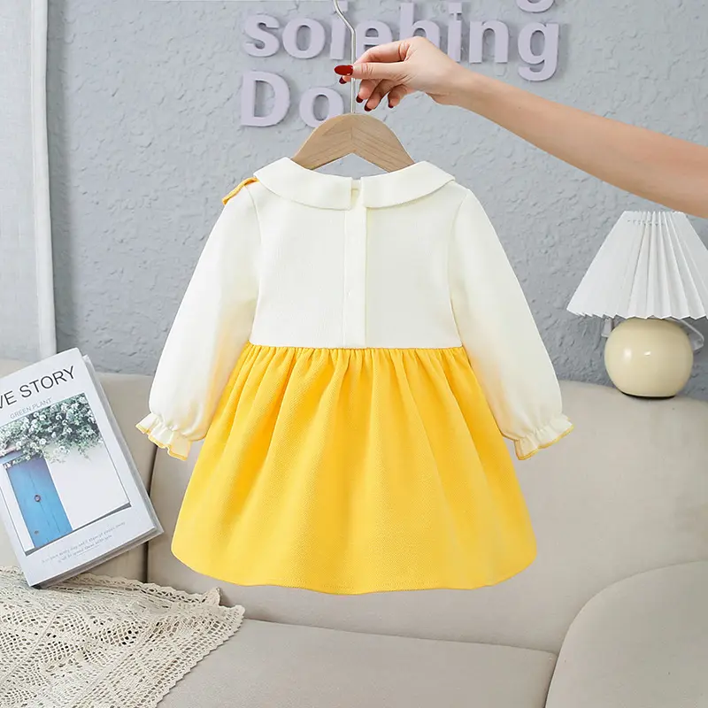 Girls Princess Sweet Dress Spring Autumn Children Baby Kids Sunshine Sunflower Long sleeve Holiday Birthday Dress