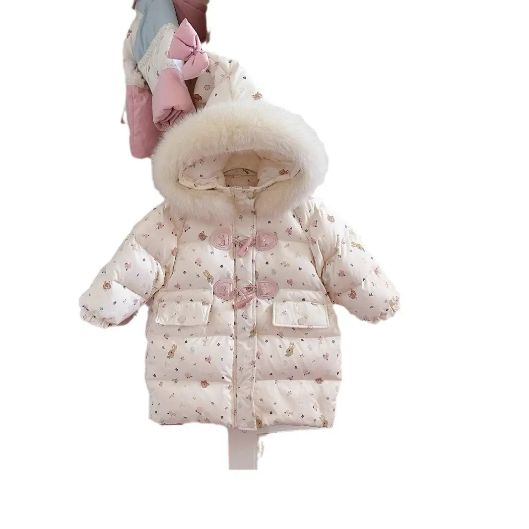 Girl's Sweet Down Jacket Children Infants Kids 90 White Duck Down Hooded Coat