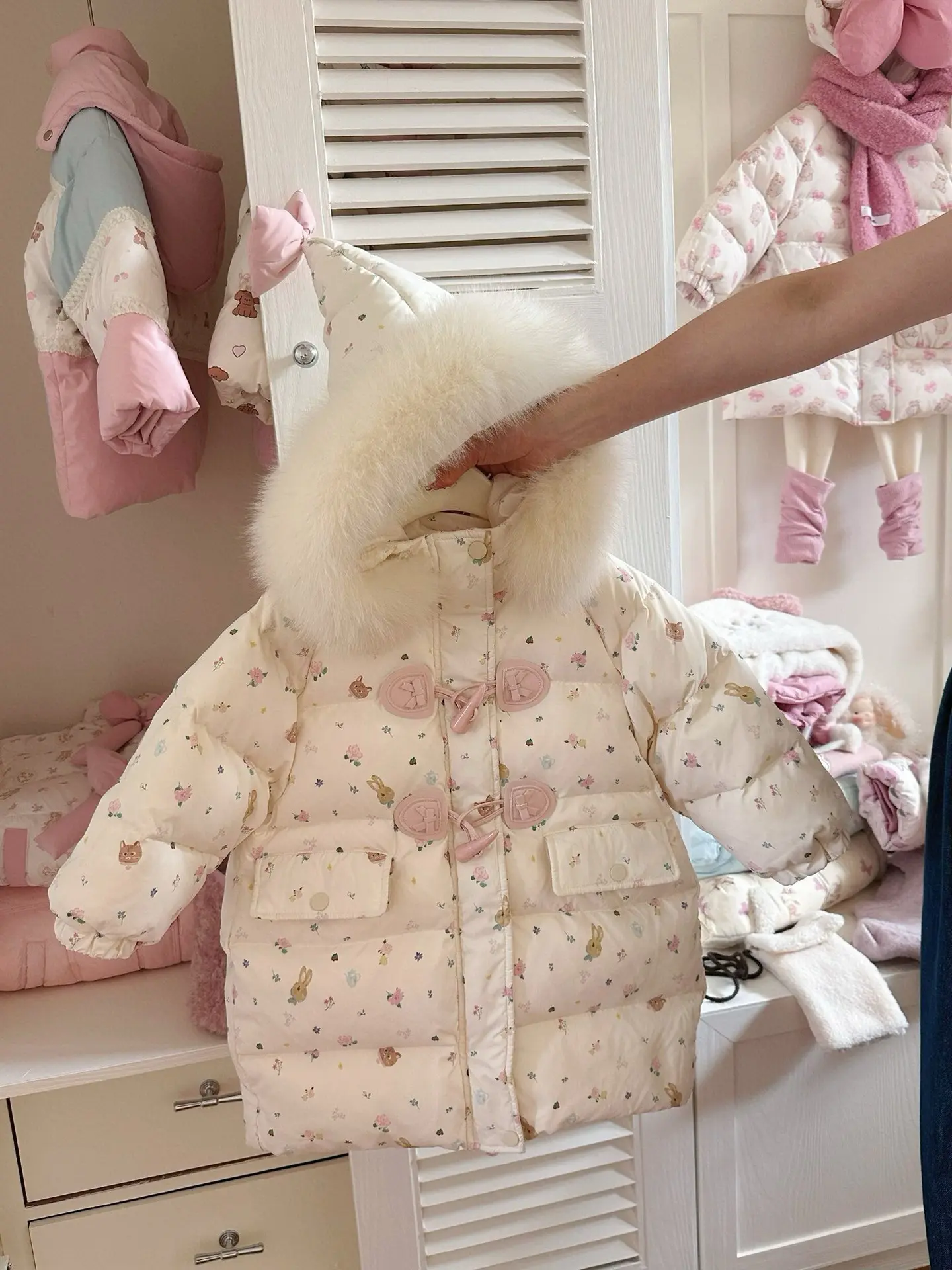 Girl's Sweet Down Jacket Children Infants Kids 90 White Duck Down Hooded Coat