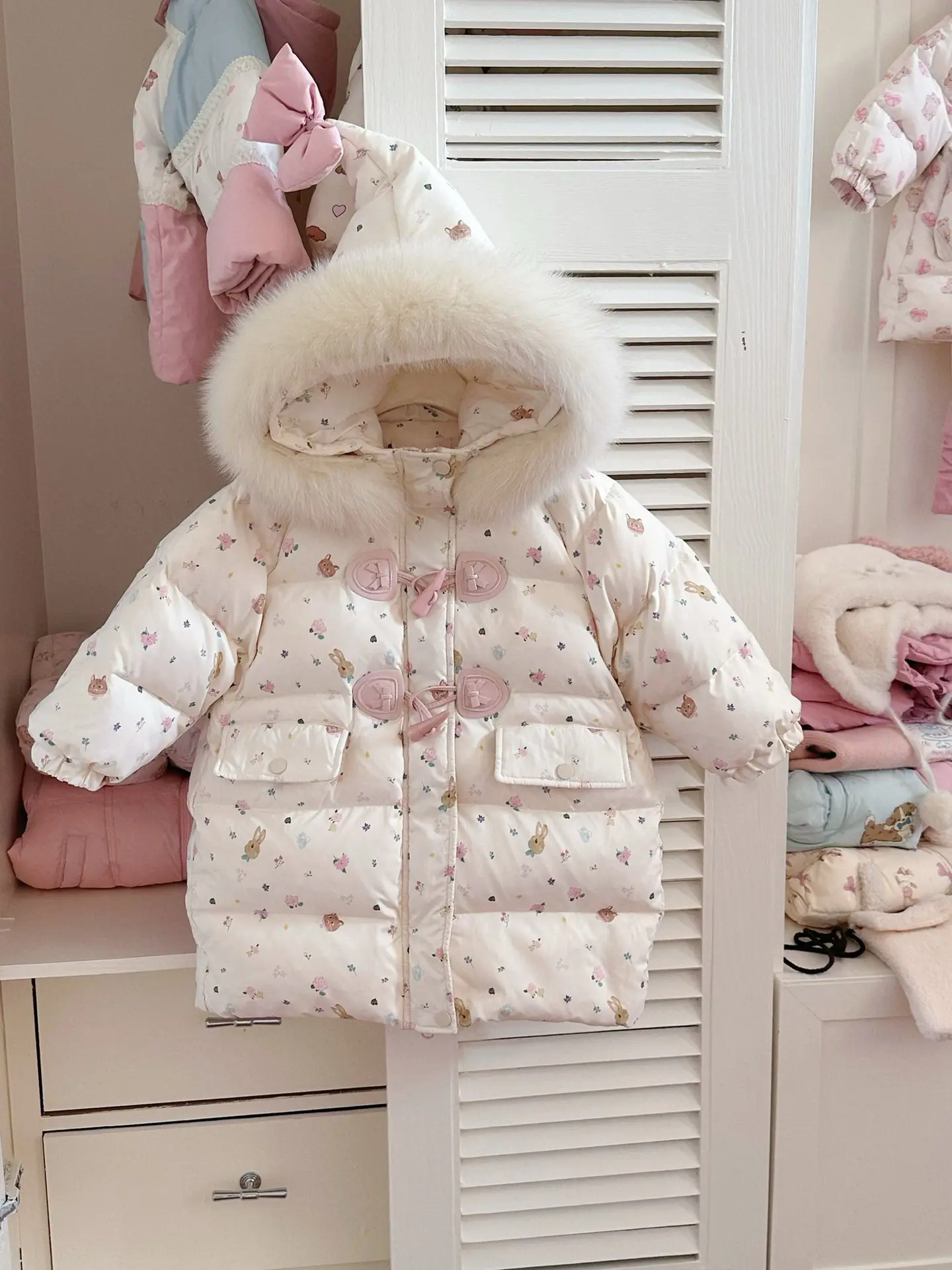 Girl's Sweet Down Jacket Children Infants Kids 90 White Duck Down Hooded Coat
