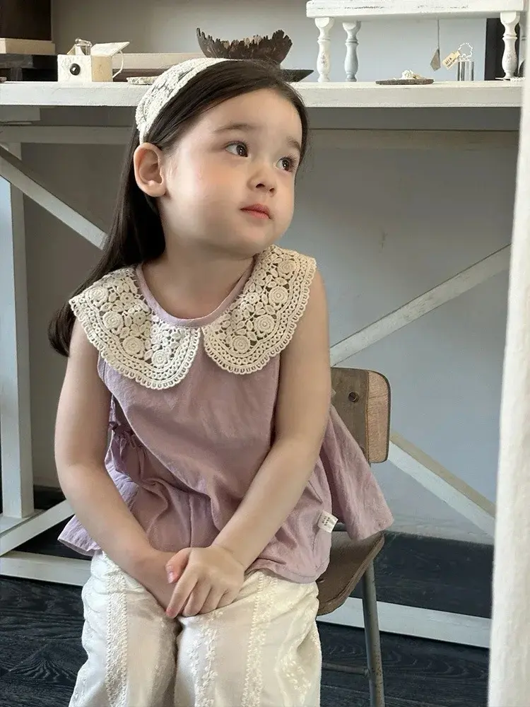Sweet Summer Outfit for Infants And Toddlers 2-Piece Embroidered Blouse And Trousers Set Baby Girl Clothing Ensemble