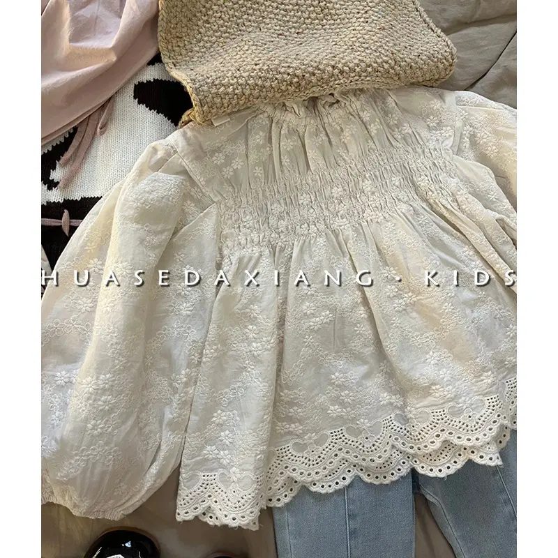 Children's Spring Autumn Fashion Jeans Knitted Shawl Children's Clothing New Girl Retro Set