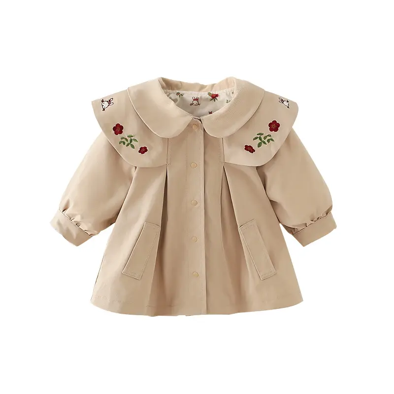 Spring Girl's Long-Sleeved Embroidered Windbreaker Coat for Babies And Kids Contracted Leisure Infant Children's Clothing