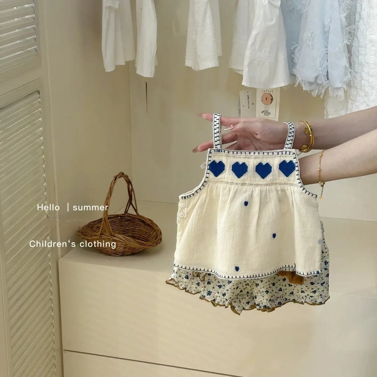 Girls Summer Embroidered Sweet Outfit Set Kids Infants 2pcs Vest Top Shorts Ensemble Children's Clothing
