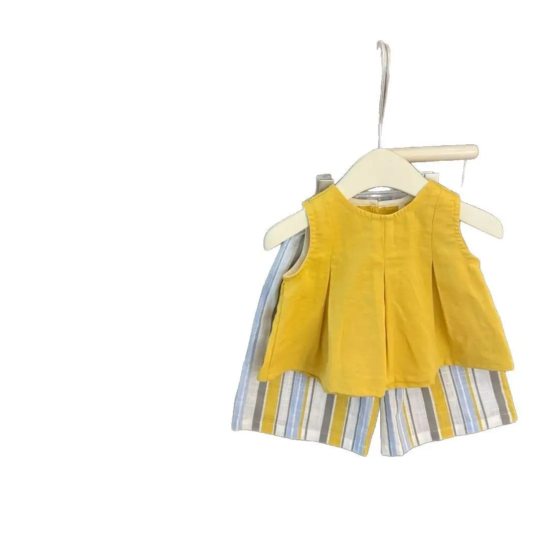 Cute Baby Girl's Vacation Dress Set with Striped Pants And Matching Hat - Fashionable And Stylish Outfit Gift for Infants