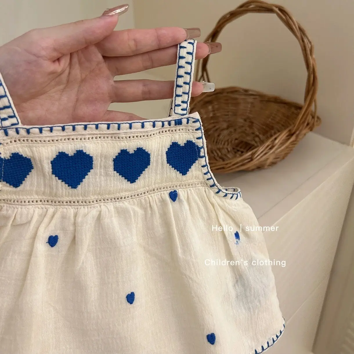 Girls Summer Embroidered Sweet Outfit Set Kids Infants 2pcs Vest Top Shorts Ensemble Children's Clothing