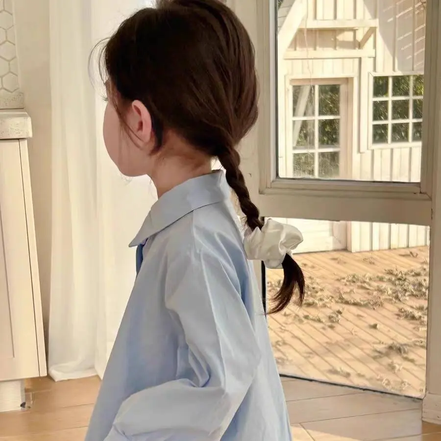 Girls Pleated Princess Shirt Dress Sweet Lapel Children's Fashion Spring New Autumn Kids