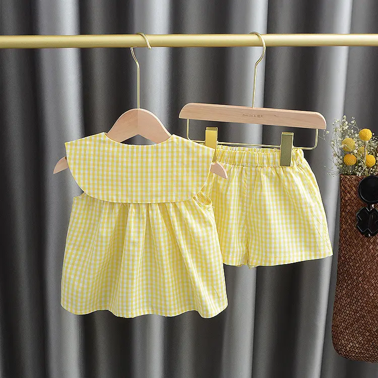 Sweet Clothing Sets Summer Baby Clothes Cute Fruit Cotton Plaid Suit Children's Clothing Baby Girl Cloths Kids Clothes Girls