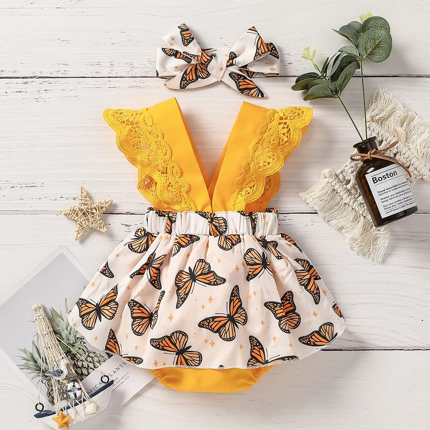 Baby Girls Summer Sleeveless Print BUTTERFLY Dress For Newborn-18M Vacation Fashion Clothes