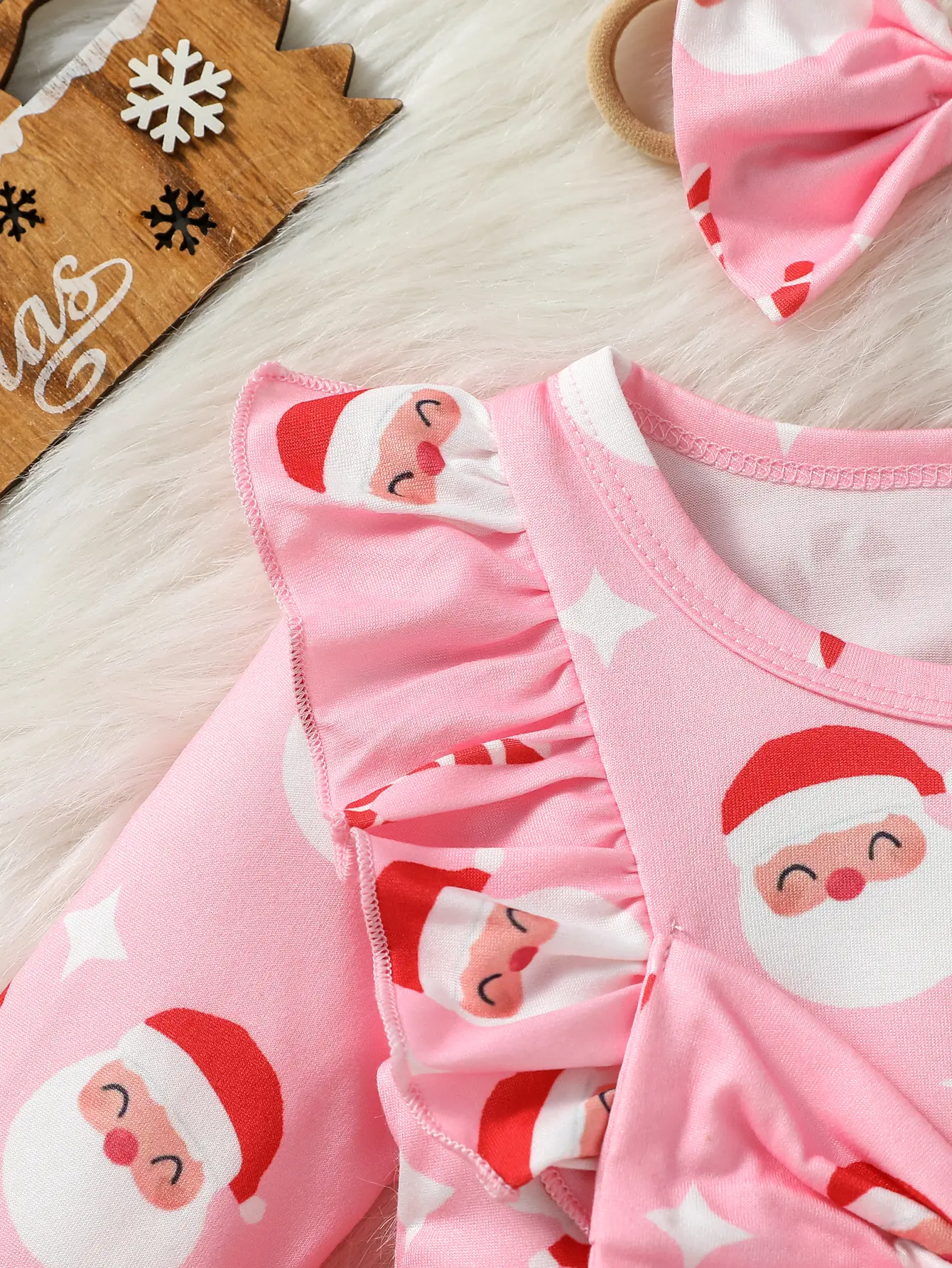 (0-1Y) 2024 New Baby Girls Long Sleeve Autumn Print Father Christmas Fashion Christmas Active Dress