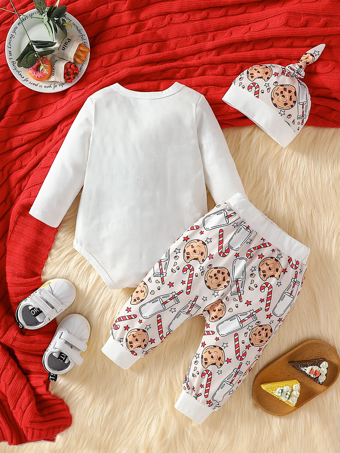 3pcs Baby Boys Autumn Long Sleeve Letter Top + Trousers Print With Bread Milk Pantsuit For Streetwear +Hat