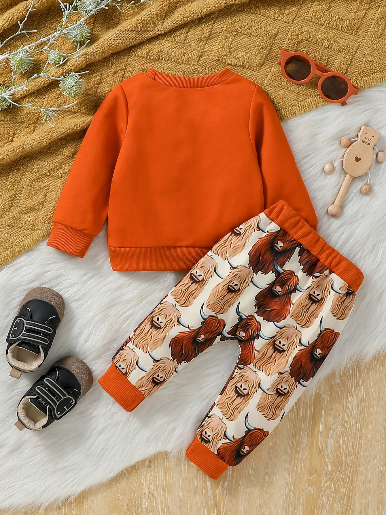 Baby boy autumn english letters printing long-sleeved Sweatshirt Top &trousers With modern stylish Clothing Set