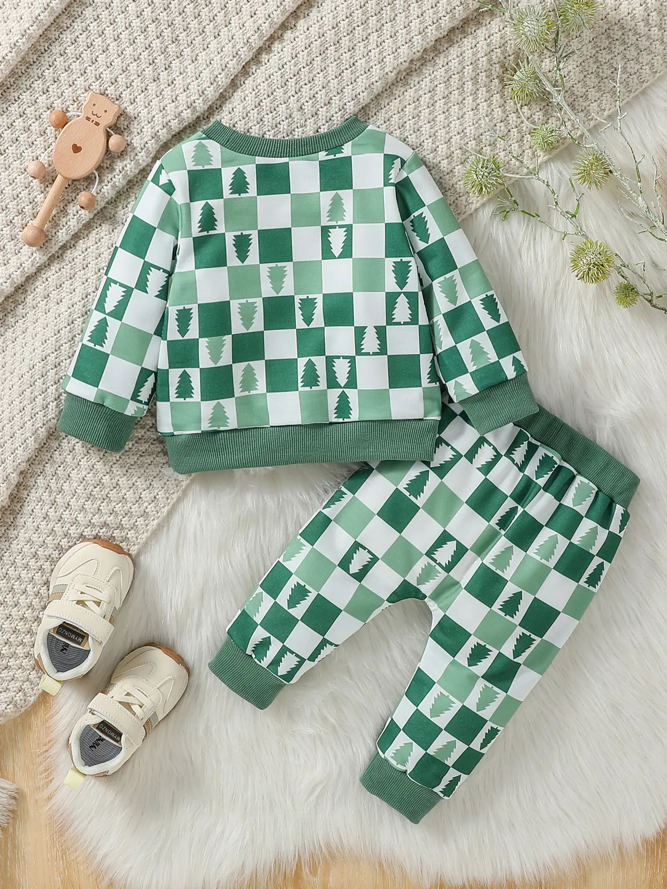 2024 New Baby boy All Over Print Long Sleeve casual Christmas autumn Pantsuit Daily Clothes set