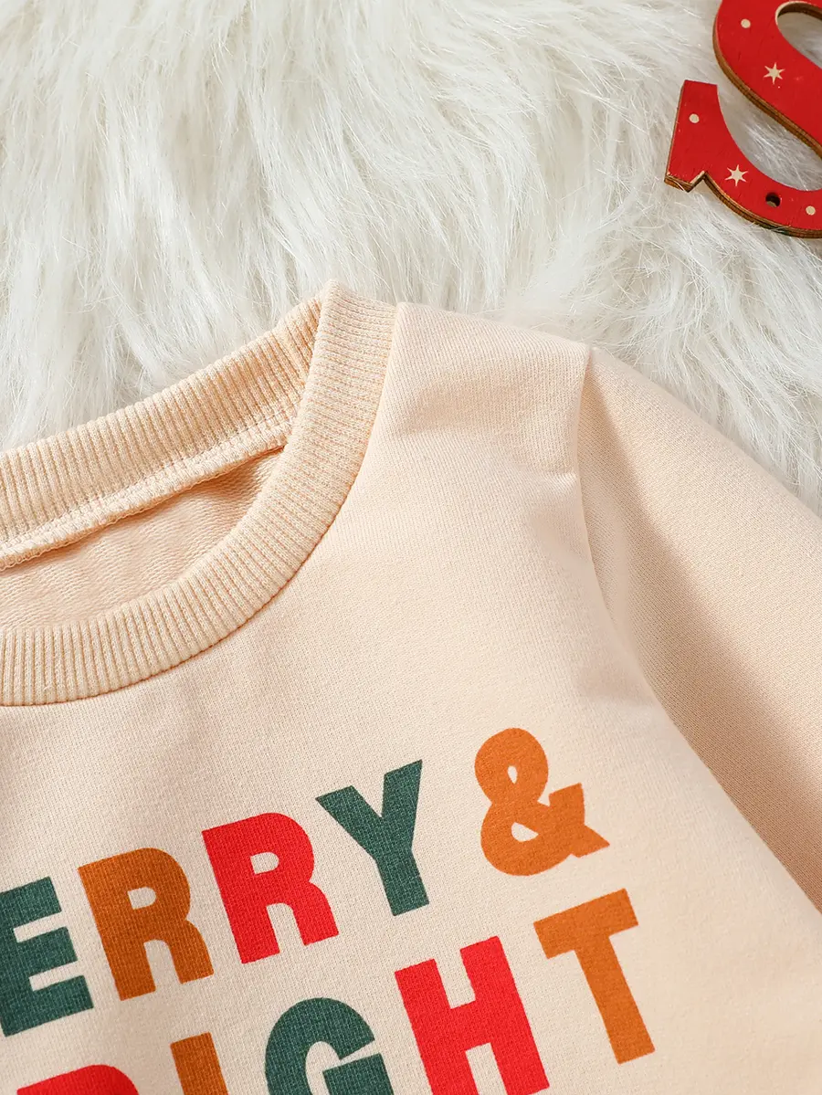 2024 Baby boy Long Sleeve Leisure and simplicity christmas element printing autumn Pantsuit