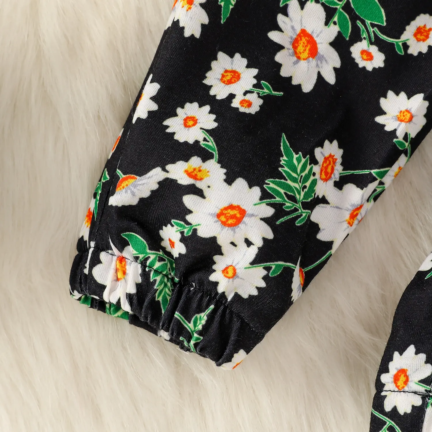 2024 New Fashion Baby girl Fall Daisy Sweatshirt +Pant With All Over Print 2Pcs Pastorale Pantsuit