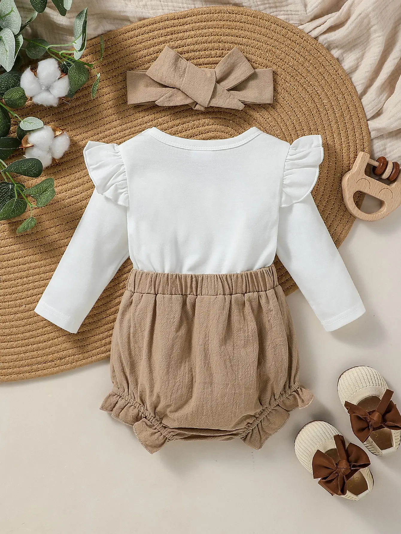 2024 New Baby Gilrs Long Sleeve Spring/ Autumn Print Rainbow Casual Triangle Jumpsuit+ Hair Band