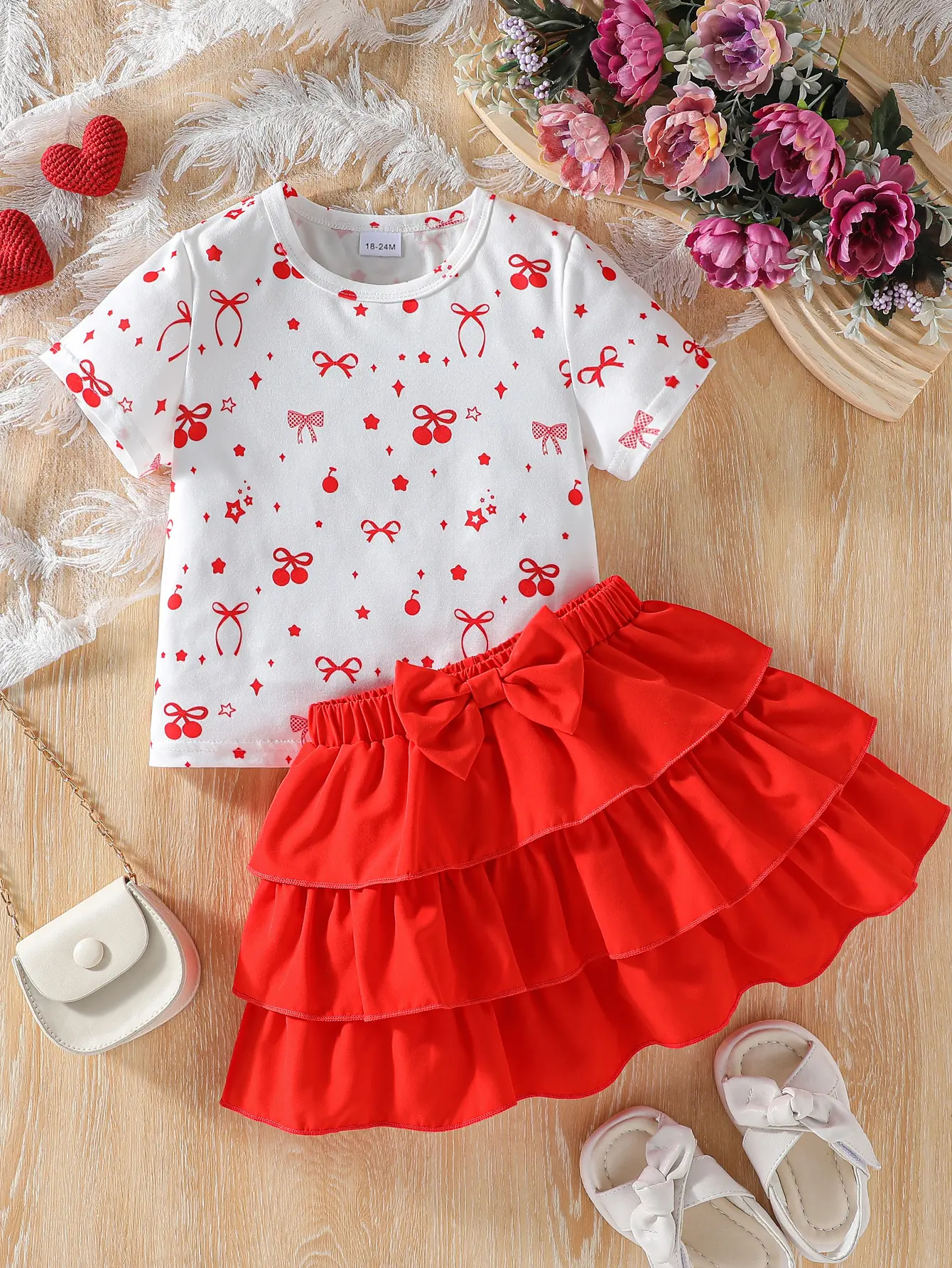 Girls’ New Summer Butterfly Print Sleeveless Top and Skirt Two-piece Cute and Sweet Set