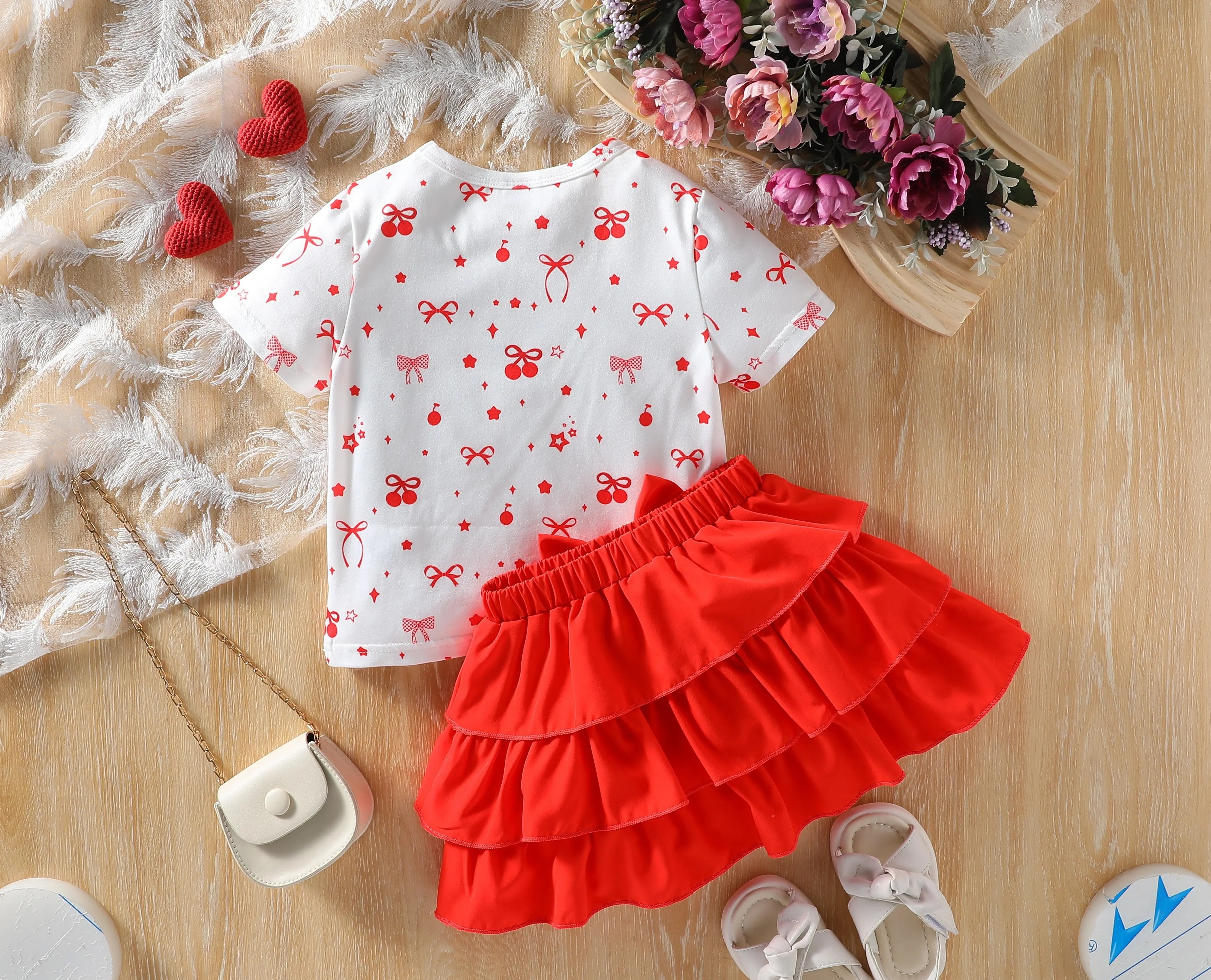 Girls’ New Summer Butterfly Print Sleeveless Top and Skirt Two-piece Cute and Sweet Set