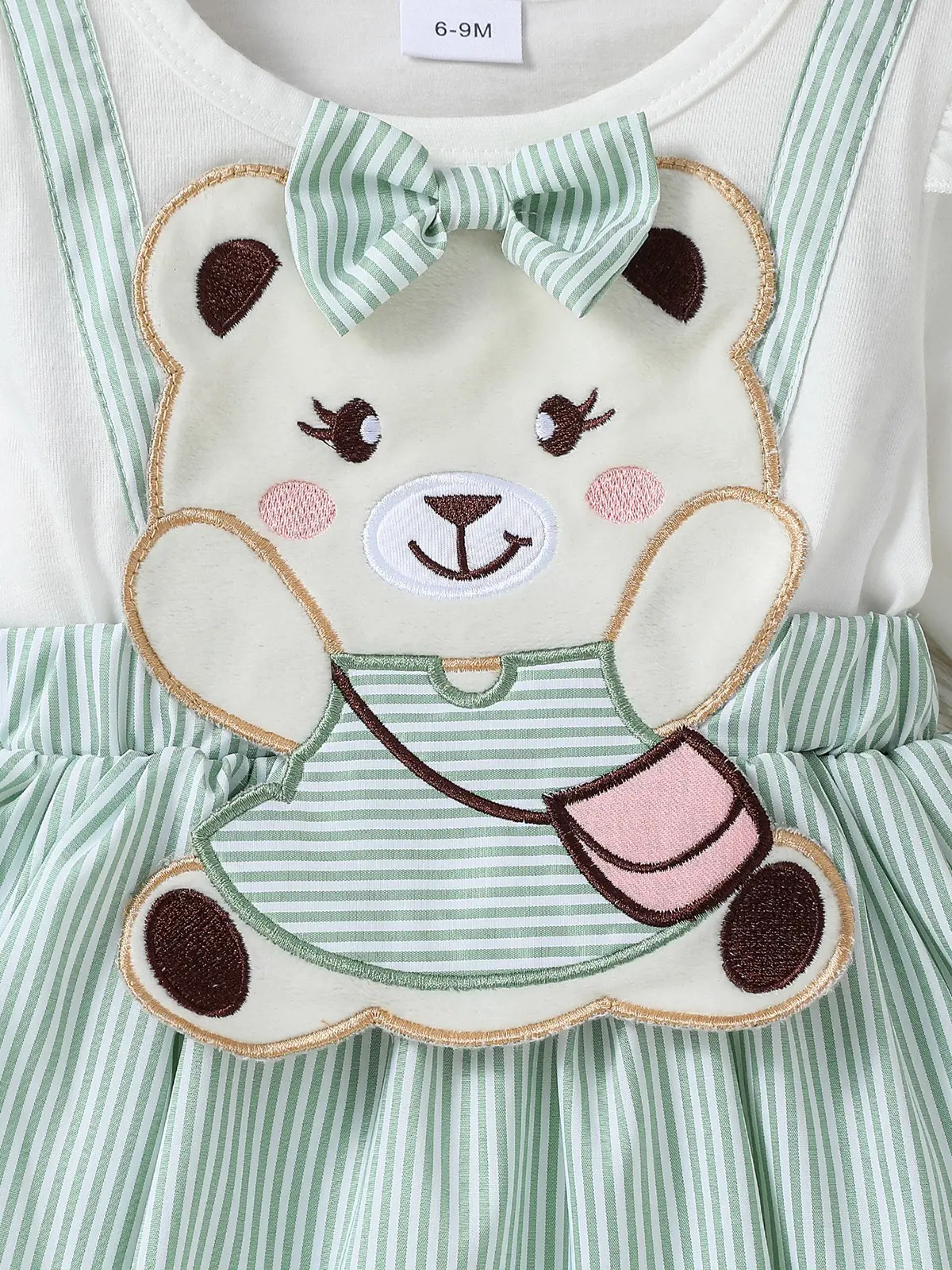 2Pcs 2024 Baby Gilrs Long Sleeve Fall Stamp Type Bear Cute Jumpsuit With Bow For Casual Daily Wear Romper +Headband