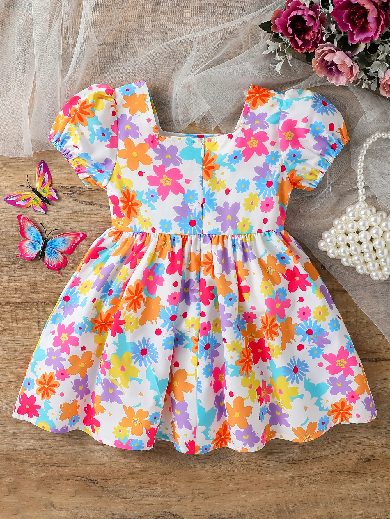 2025 Summer New Children’s Printed Short-Sleeved Dress for Daily Leisure for Girls
